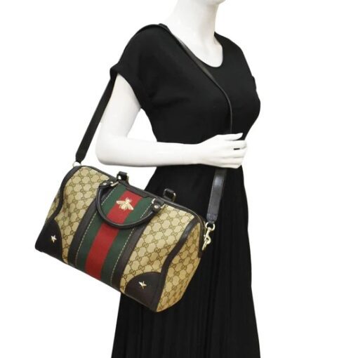 Gucci Medium Boston Web Bee Satchel Crossbody - Image 2