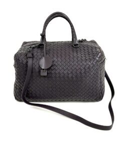 BOTTEGA VENETA Purple Intrecciato Woven Nappa Leather New Boston Medium Top Handle Bag