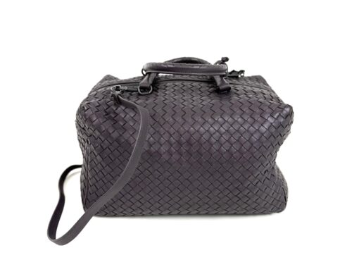 BOTTEGA VENETA Purple Intrecciato Woven Nappa Leather New Boston Medium Top Handle Bag - Image 4