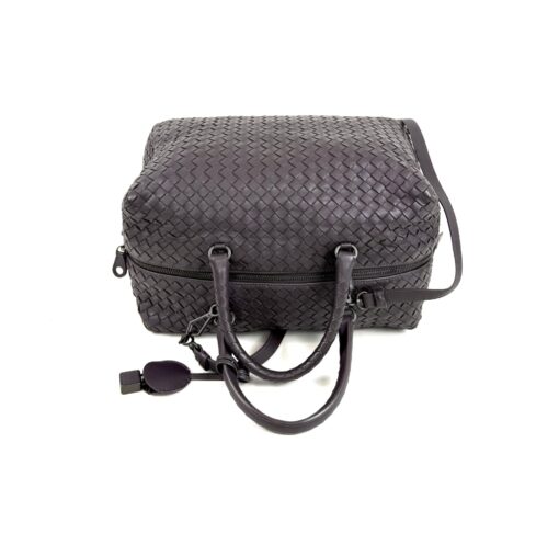 BOTTEGA VENETA Purple Intrecciato Woven Nappa Leather New Boston Medium Top Handle Bag - Image 17
