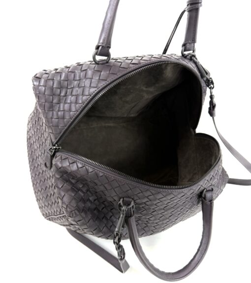 BOTTEGA VENETA Purple Intrecciato Woven Nappa Leather New Boston Medium Top Handle Bag - Image 10