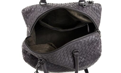 BOTTEGA VENETA Purple Intrecciato Woven Nappa Leather New Boston Medium Top Handle Bag - Image 13