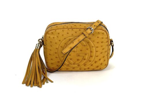 Gucci Soho Disco Yellow Exotic Ostrich Leather Crossbody Limited Edition - Image 3