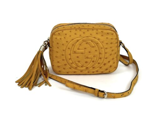 Gucci Soho Disco Yellow Exotic Ostrich Leather Crossbody Limited Edition