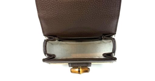 Gucci Monogram Jumbo GG Textured Dollar Calfskin Web Mini Bamboo 1947 Top Handle Bag Camel Ebony New Acero - Image 8
