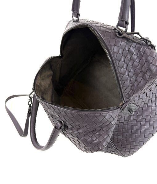 BOTTEGA VENETA Purple Intrecciato Woven Nappa Leather New Boston Medium Top Handle Bag - Image 11