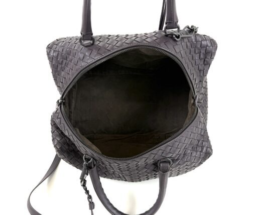 BOTTEGA VENETA Purple Intrecciato Woven Nappa Leather New Boston Medium Top Handle Bag - Image 7