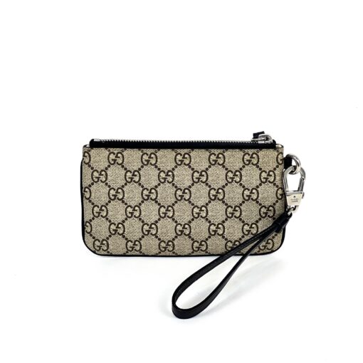 Gucci Supreme Monogram Bee Print Wrist Pouch Black - Image 11
