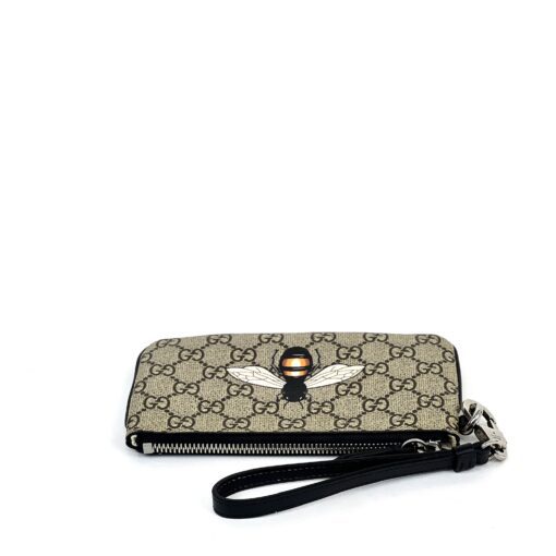 Gucci Supreme Monogram Bee Print Wrist Pouch Black - Image 10