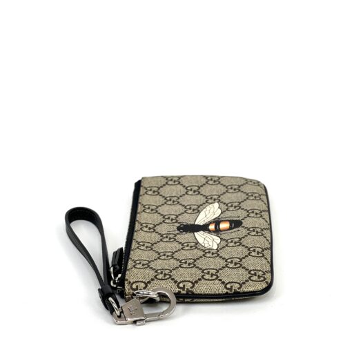 Gucci Supreme Monogram Bee Print Wrist Pouch Black - Image 9
