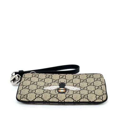 Gucci Supreme Monogram Bee Print Wrist Pouch Black - Image 8
