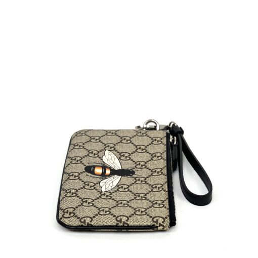 Gucci Supreme Monogram Bee Print Wrist Pouch Black - Image 7