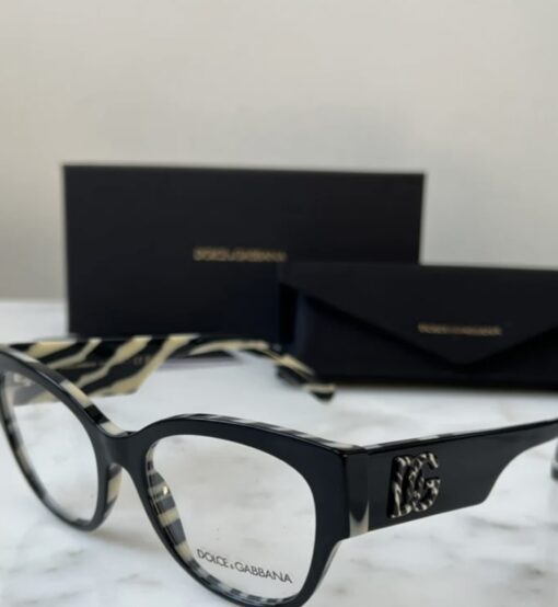 Dolce Gabbana black and Zebra Cat Eye Frames DG3377 - Image 2