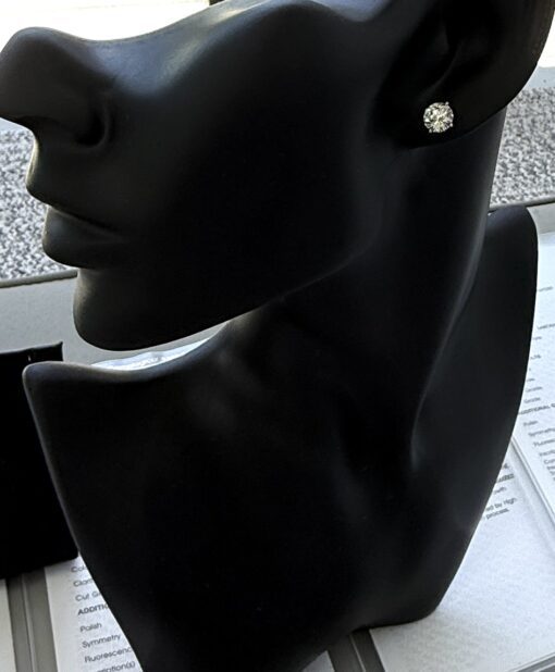 2.61 TCW Lab Diamond Studs in 14k White Gold Screw Back Certified - Image 2