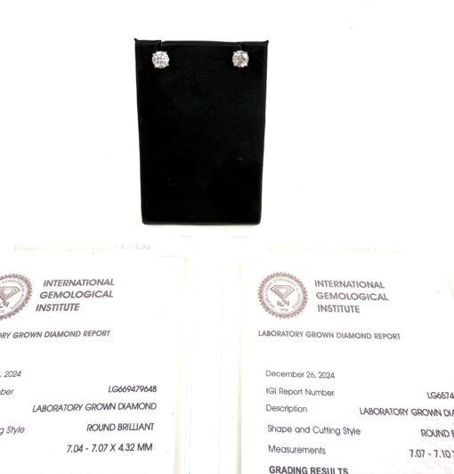 2.61 TCW Lab Diamond Studs in 14k White Gold Screw Back Certified - Image 5