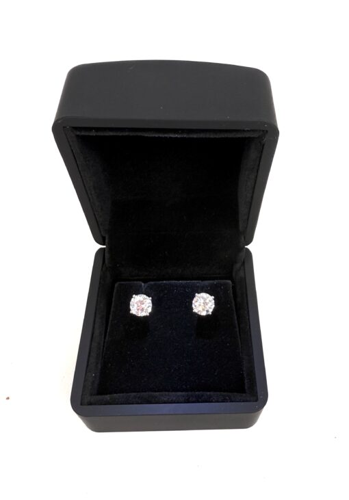 2.61 TCW Lab Diamond Studs in 14k White Gold Screw Back Certified