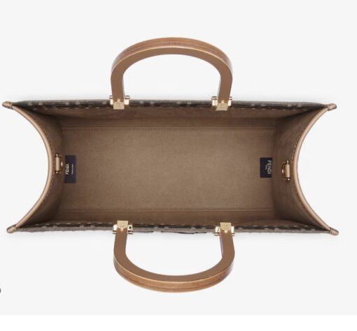 Fendi Sunshine Medium Brown FF Jacquard Fabric Shopper - Image 3