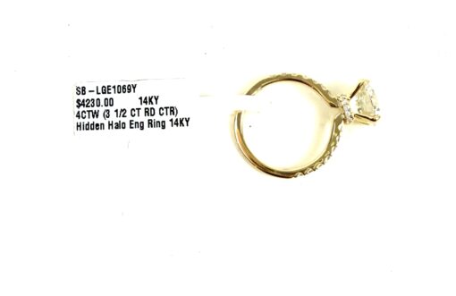Lab Grown 3.51 Carat Yellow 14k Gold Round Brilliant Engagement Ring IGI Certified - Image 5