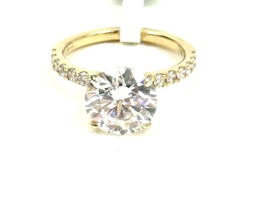 Lab Grown 3.51 Carat Yellow 14k Gold Round Brilliant Engagement Ring IGI Certified
