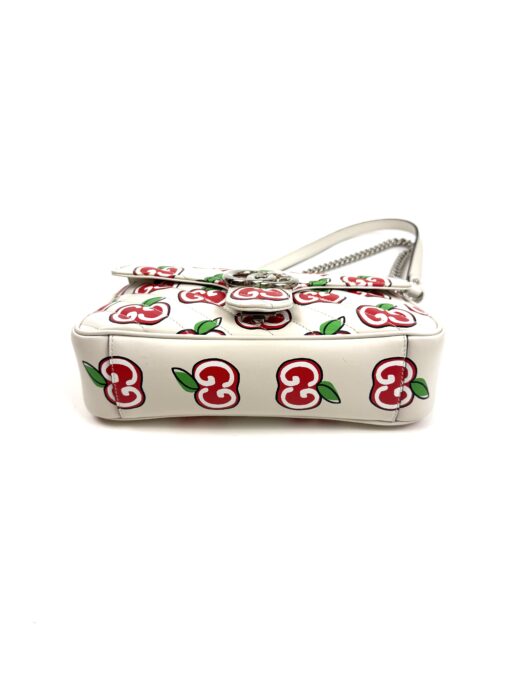 Gucci Calfskin Monogram Matelasse Diagonal GG Apple Small GG Marmont Shoulder Bag Ivory - Image 22