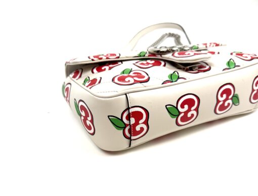 Gucci Calfskin Monogram Matelasse Diagonal GG Apple Small GG Marmont Shoulder Bag Ivory - Image 20