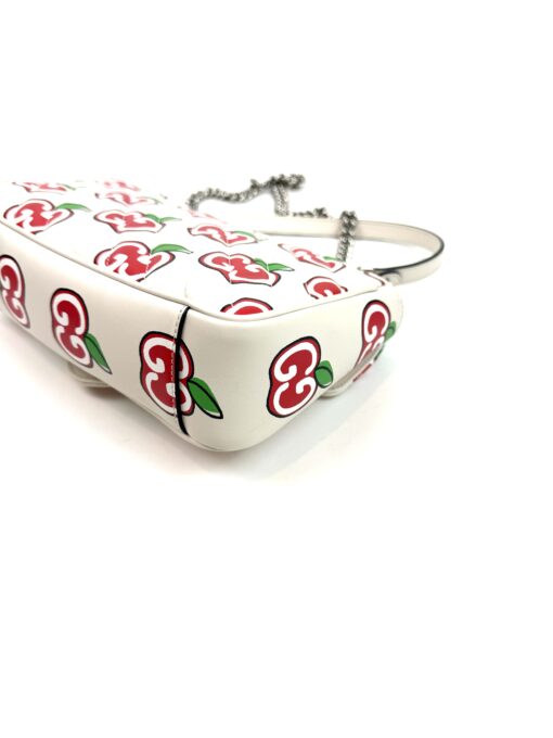 Gucci Calfskin Monogram Matelasse Diagonal GG Apple Small GG Marmont Shoulder Bag Ivory - Image 17