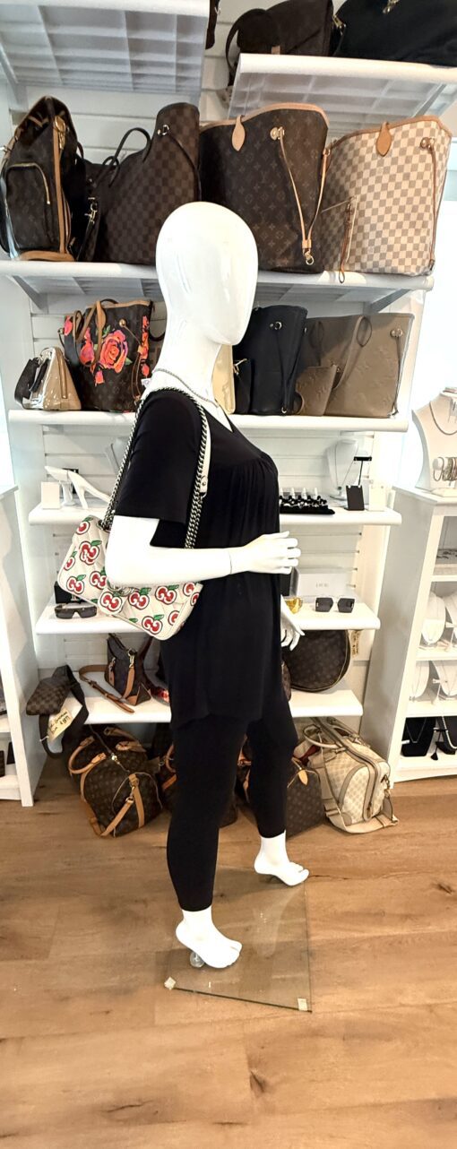 Gucci Calfskin Monogram Matelasse Diagonal GG Apple Small GG Marmont Shoulder Bag Ivory - Image 3