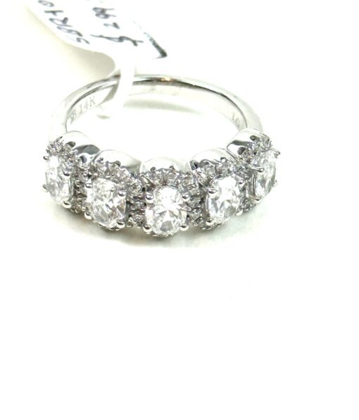 4 Carat Total Weight Lab Diamond Band Oval Stones in 14k White Gold Size 7