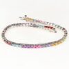 Multicolor Natural Gemstone Birthstone 3mm .925 Tennis Bracelet 7.5"