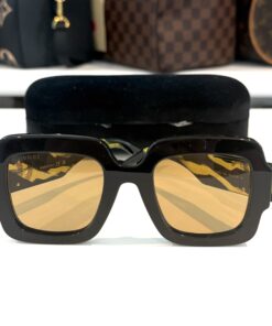 NEW Gucci GG1547S Black Yellow Zebra Square Sunglasses
