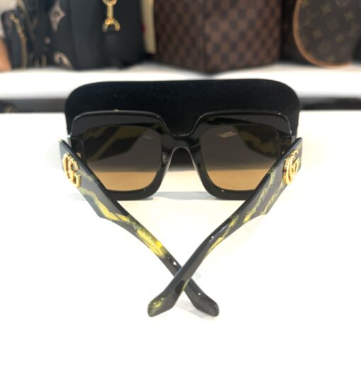 NEW Gucci GG1547S Black Yellow Zebra Square Sunglasses - Image 4