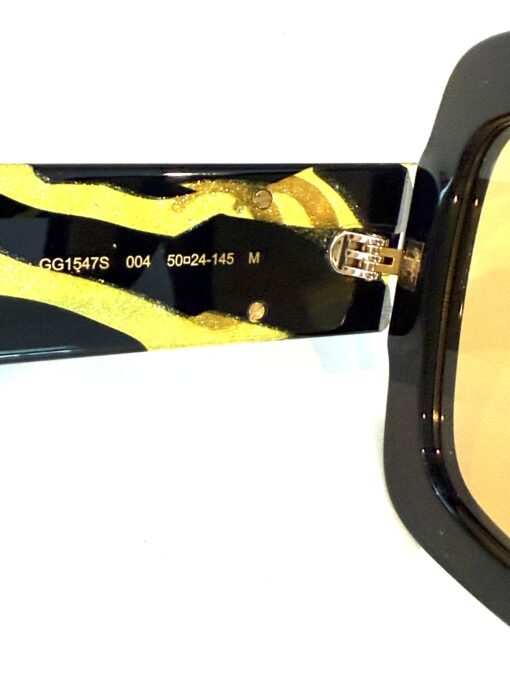 NEW Gucci GG1547S Black Yellow Zebra Square Sunglasses - Image 9