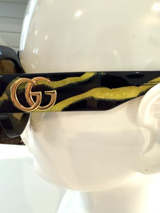 NEW Gucci GG1547S Black Yellow Zebra Square Sunglasses - Image 11