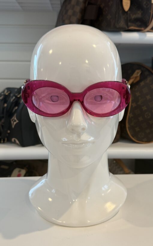 Versace VE 4426BU 536787 Fuchsia Plastic Oval Sunglasses Grey Lens - Image 5