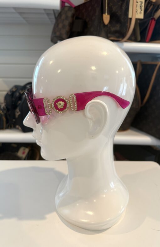 Versace VE 4426BU 536787 Fuchsia Plastic Oval Sunglasses Grey Lens - Image 6
