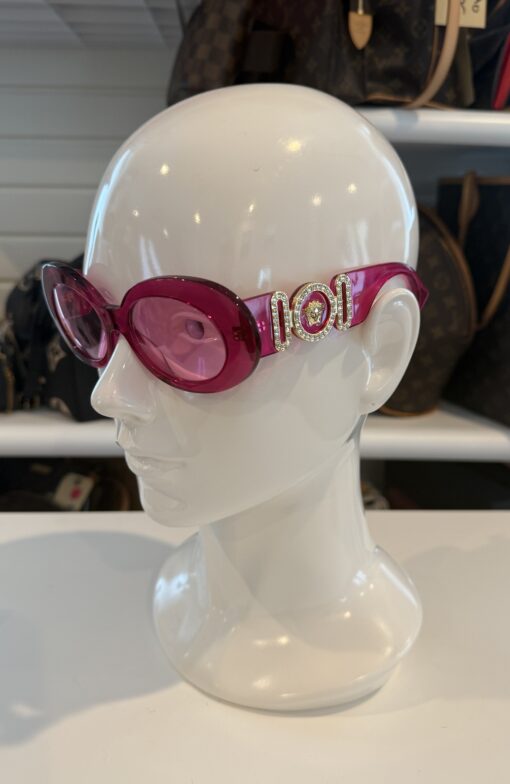 Versace VE 4426BU 536787 Fuchsia Plastic Oval Sunglasses Grey Lens - Image 7