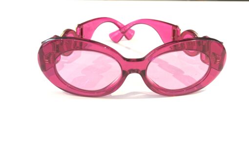 Versace VE 4426BU 536787 Fuchsia Plastic Oval Sunglasses Grey Lens - Image 2