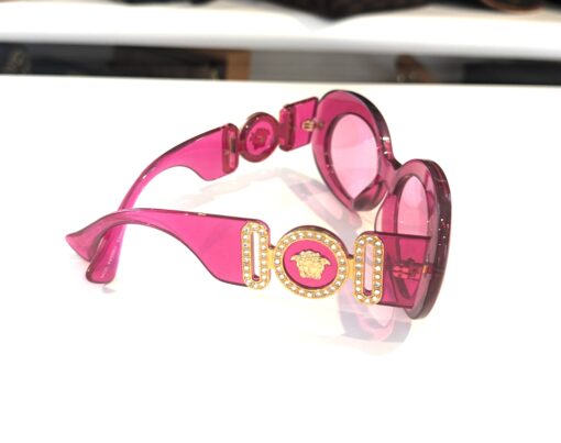 Versace VE 4426BU 536787 Fuchsia Plastic Oval Sunglasses Grey Lens - Image 9