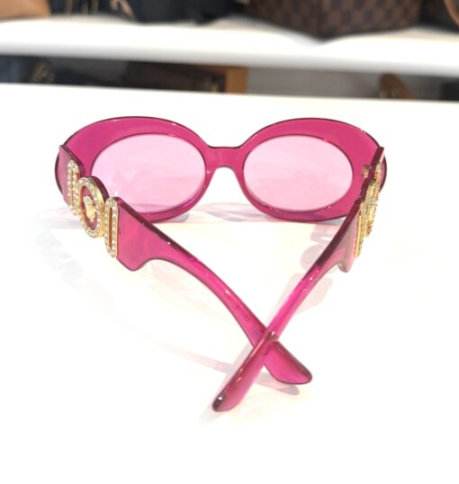 Versace VE 4426BU 536787 Fuchsia Plastic Oval Sunglasses Grey Lens - Image 4