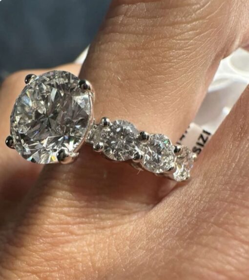 6 TCW Lab Diamond Engagement Ring 14k White Gold. - DEPOSIT