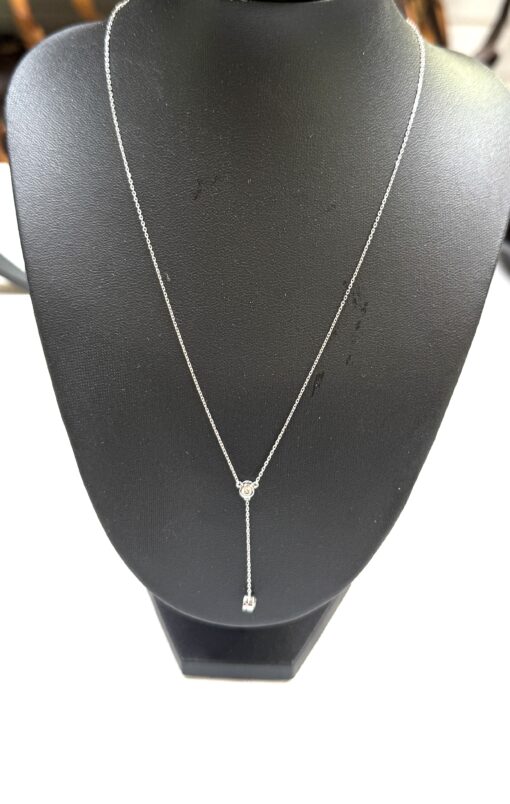 Brand New Lariat Necklace 14k White Gold .5 Carat Natural Diamonds 16"