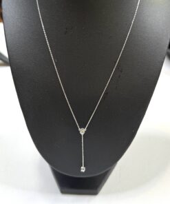 Brand New Lariat Necklace 14k White Gold .5 Carat Natural Diamonds 16"