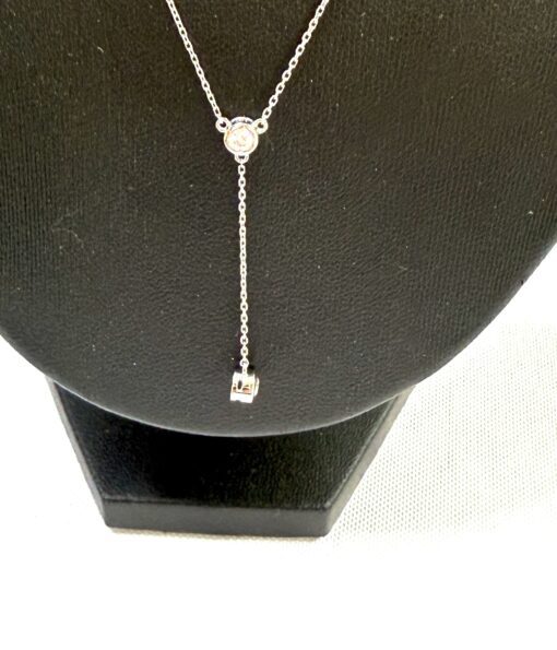 Brand New Lariat Necklace 14k White Gold .5 Carat Natural Diamonds 16" - Image 3
