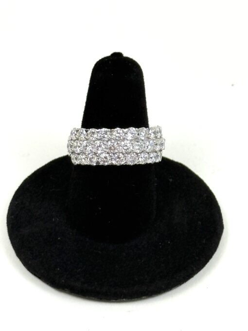 3 Row Wedding Band 3 Carat Lab Diamond in .925 Sterling Silver