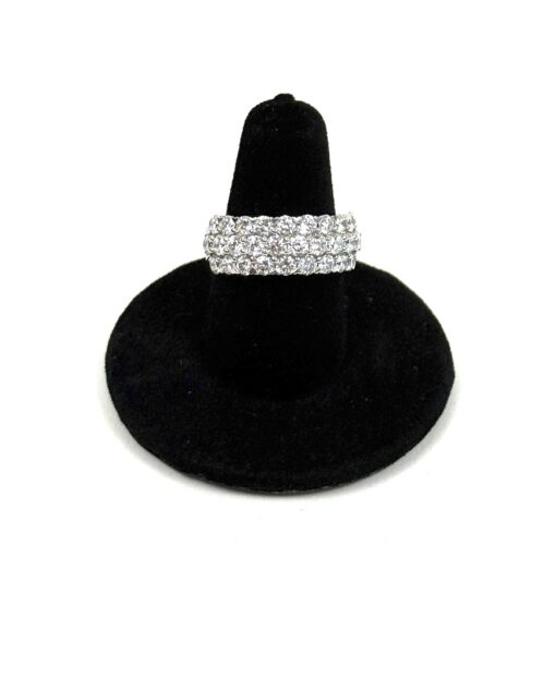 3 Row Wedding Band 3 Carat Lab Diamond in .925 Sterling Silver - Image 2