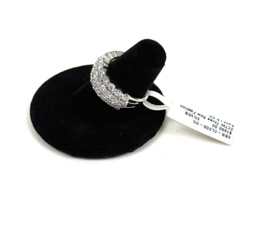 3 Row Wedding Band 3 Carat Lab Diamond in .925 Sterling Silver - Image 3