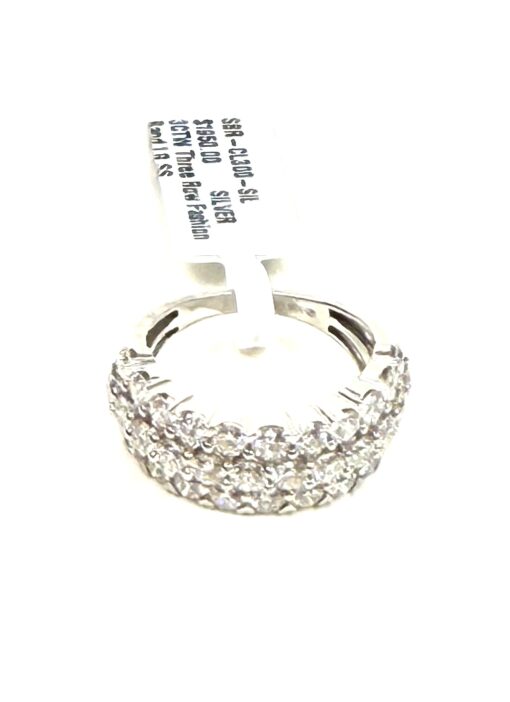 3 Row Wedding Band 3 Carat Lab Diamond in .925 Sterling Silver - Image 4