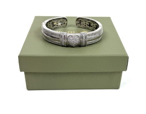 Judith Ripka Designer Heart Bangle  .925 Sterling Silver and Cubic Zirconia - Image 9