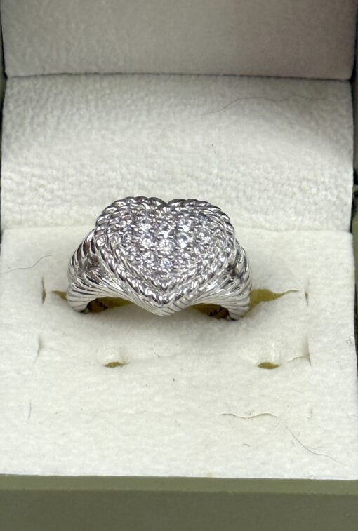 Judith Ripka Designer Heart Ring .925 Sterling Silver and Cubic Zirconia Size 7 - Image 6