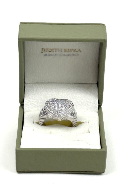 Judith Ripka Designer Heart Ring .925 Sterling Silver and Cubic Zirconia Size 7 - Image 2